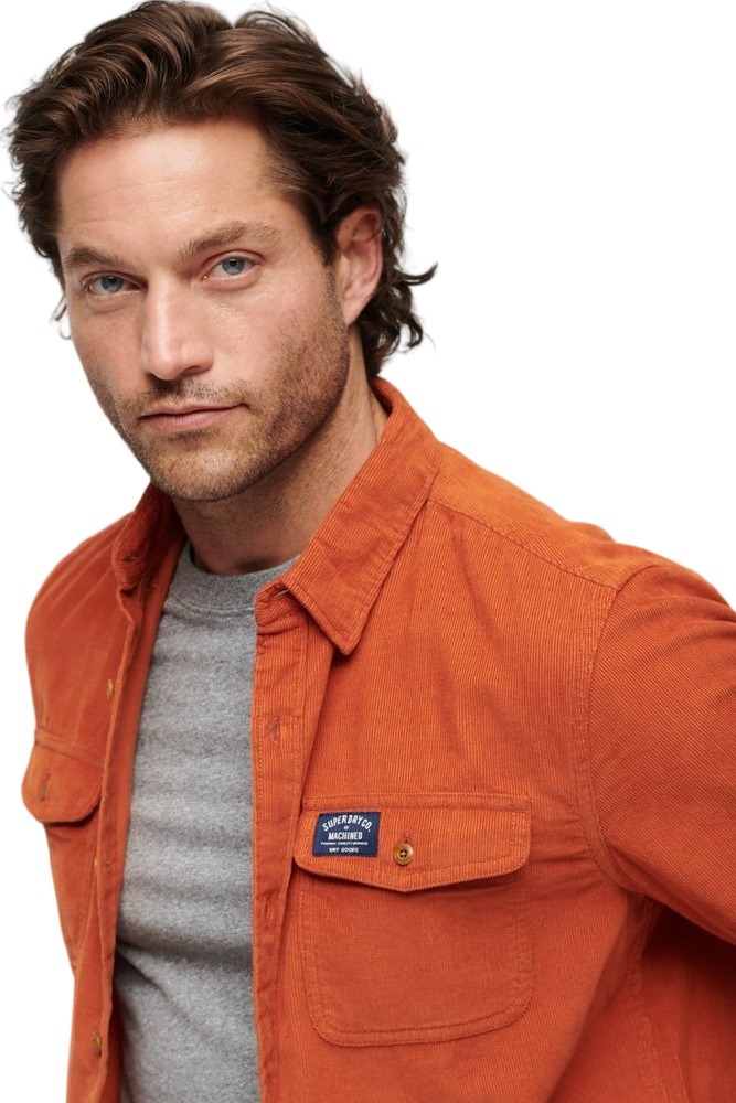 SUPERDRY D2 OVIN CORDUROY WORKWEAR SHIRT ΠΟΥΚΑΜΙΣΟ ΑΝΔΡΙΚΟ ORANGE