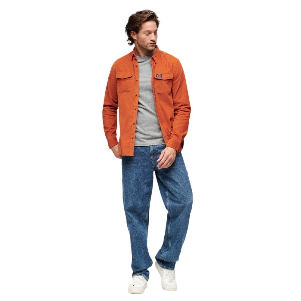 D2 OVIN CORDUROY WORKWEAR SHIRT ΠΟΥΚΑΜΙΣΟ ΑΝΔΡΙΚΟ ORANGE