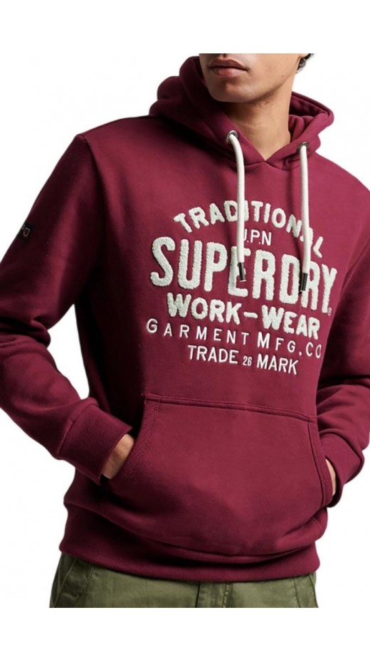 SUPERDRY D4 OVIN ATHLETIC SCRIPT GRAPHIC HOODIE ΦΟΥΤΕΡ ΑΝΔΡΙΚΟ PURPLE