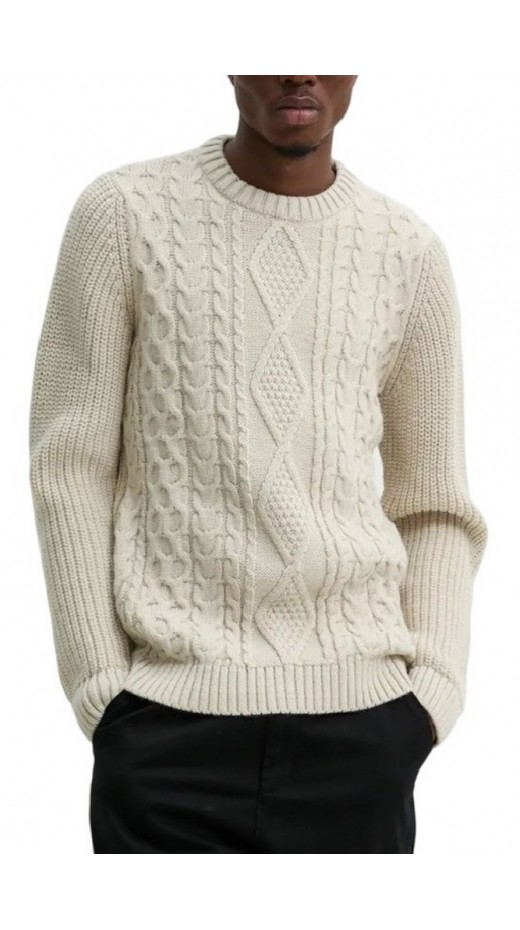 SUPERDRY D1 OVIN JACOB CABLE JUMPER ΜΠΛΟΥΖΑ ΠΛΕΚΤΗ ΑΝΔΡΙΚΗ ECRU