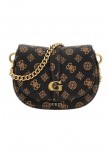 GUESS KUBA MINI CROSSBODY FLAP ΤΣΑΝΤΑ ΓΥΝΑΙΚΕΙΑ MOCHA