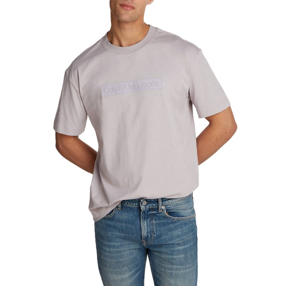 CALVIN KLEIN JEANS EMBROIDERED BOX TEE ΜΠΛΟΥΖΑ ΑΝΔΡΙΚΗ LILA