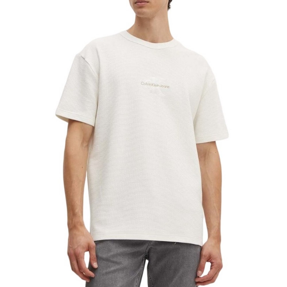 CALVIN KLEIN JEANS CITY GRID SS TEE T-SHIRT ΜΠΛΟΥΖΑ ΑΝΔΡΙΚΗ IVORY