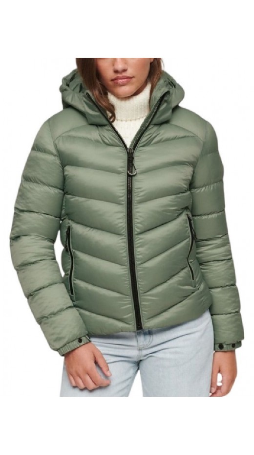 SUPERDRY D5 SDCD HOODED FUJI PADDED JACKET ΜΠΟΥΦΑΝ ΓΥΝΑΙΚΕΙΟ GREEN