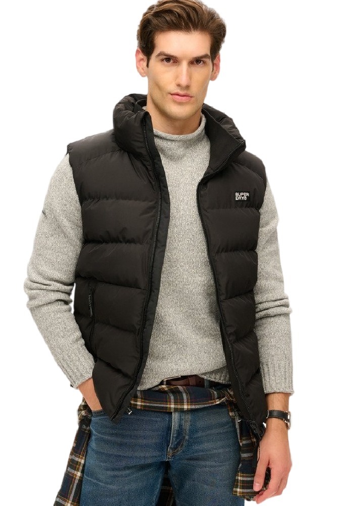 SUPERDRY D2 SDCD SPORTS PUFFER GILET ΓΙΛΕΚΟ  ΜΠΟΥΦΑΝ ΑΝΔΡΙΚΟ BLACK