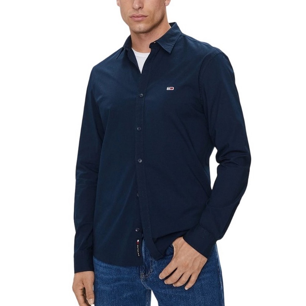 TOMMY JEANS ENTRY SLIM POPLIN SHIRT ΠΟΥΚΑΜΙΣΟ ΑΝΔΡΙΚΟ DARK NAVY