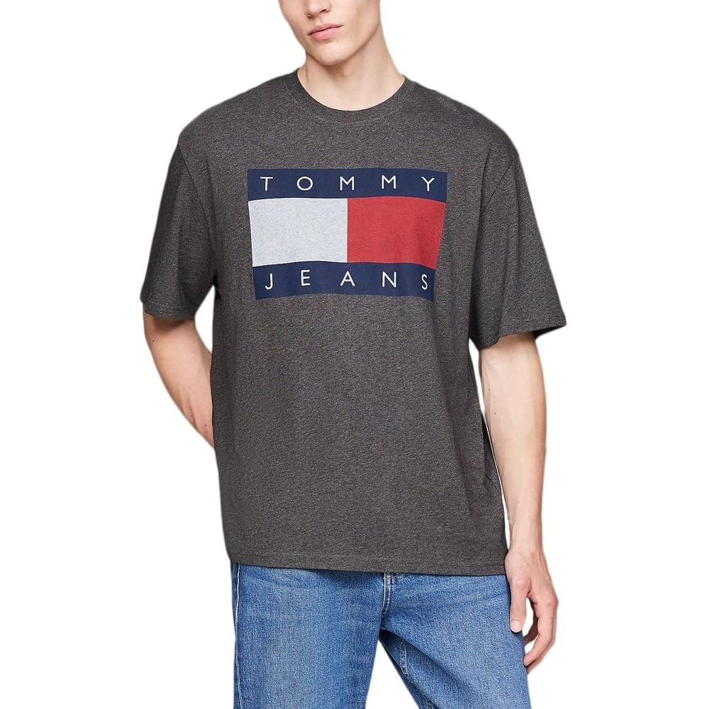 TOMMY JEANS RLX MELANGE FLAG TEE T-SHIRT ΜΠΛΟΥΖΑ ΑΝΔΡΙΚΗ GREY