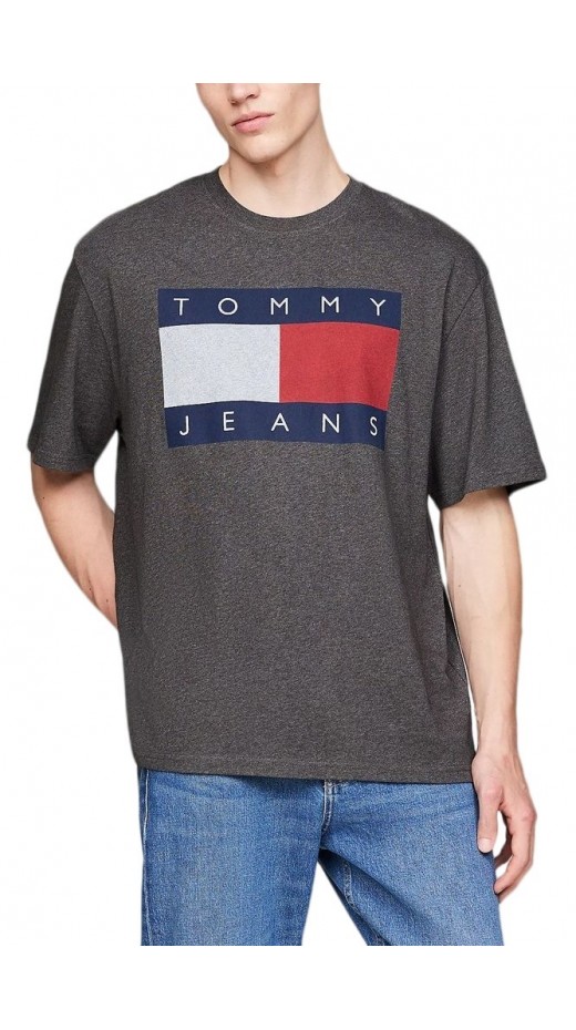 TOMMY JEANS RLX MELANGE FLAG TEE T-SHIRT ΜΠΛΟΥΖΑ ΑΝΔΡΙΚΗ GREY