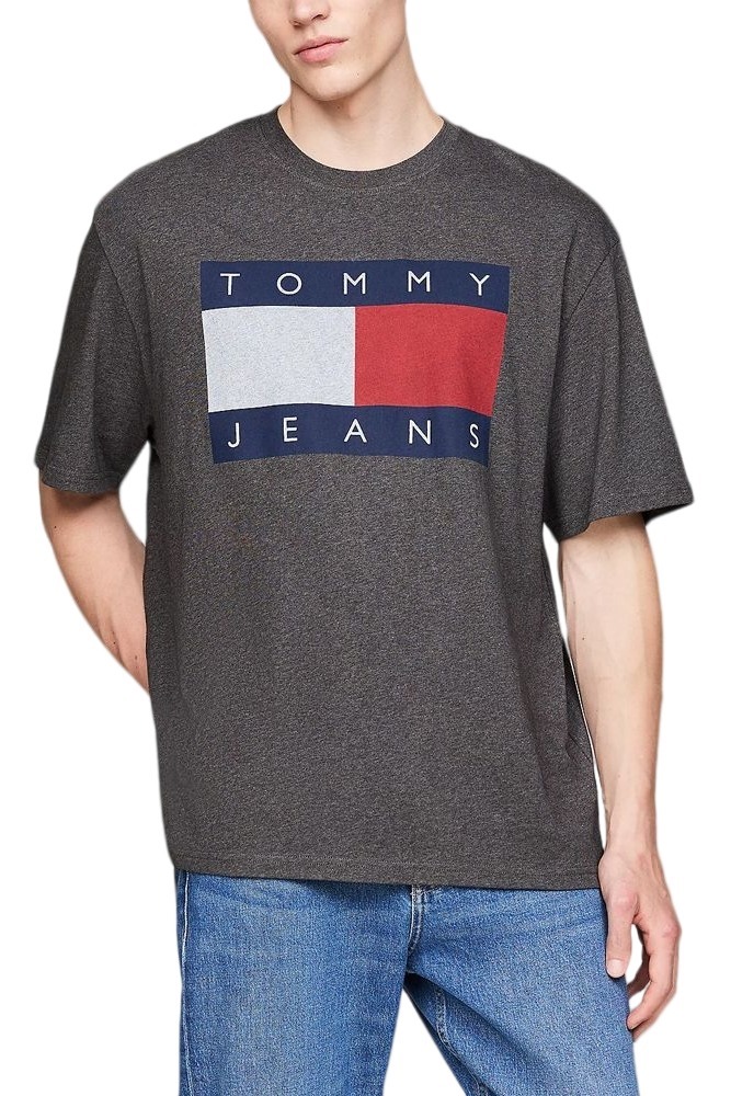 TOMMY JEANS RLX MELANGE FLAG TEE T-SHIRT ΜΠΛΟΥΖΑ ΑΝΔΡΙΚΗ GREY