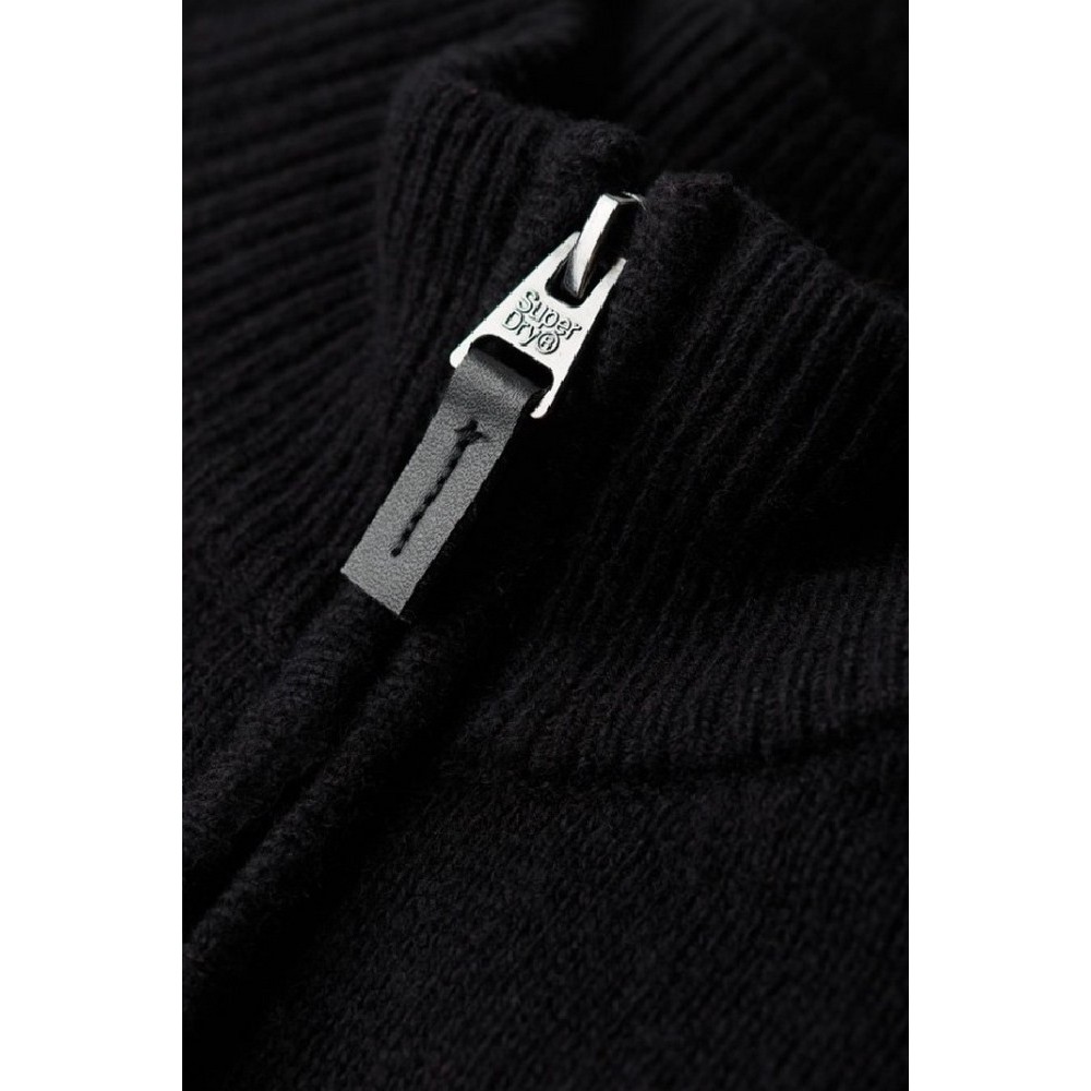 SUPERDRY D5 OVIN ESSENTIAL EMB KNIT HENLEY ΜΠΛΟΥΖΑ ΠΛΕΚΤΗ ΑΝΔΡΙΚΗ BLACK