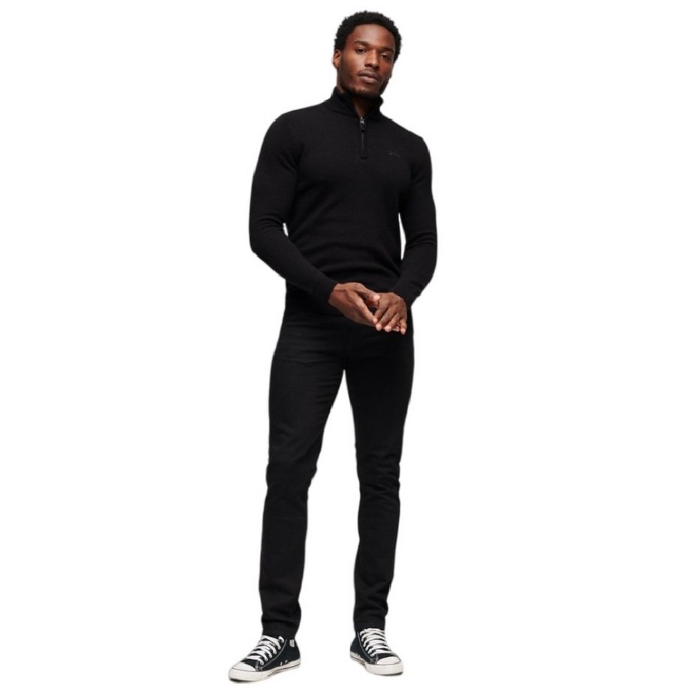 SUPERDRY D5 OVIN ESSENTIAL EMB KNIT HENLEY ΜΠΛΟΥΖΑ ΠΛΕΚΤΗ ΑΝΔΡΙΚΗ BLACK