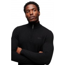 SUPERDRY D5 OVIN ESSENTIAL EMB KNIT HENLEY ΜΠΛΟΥΖΑ ΠΛΕΚΤΗ ΑΝΔΡΙΚΗ BLACK