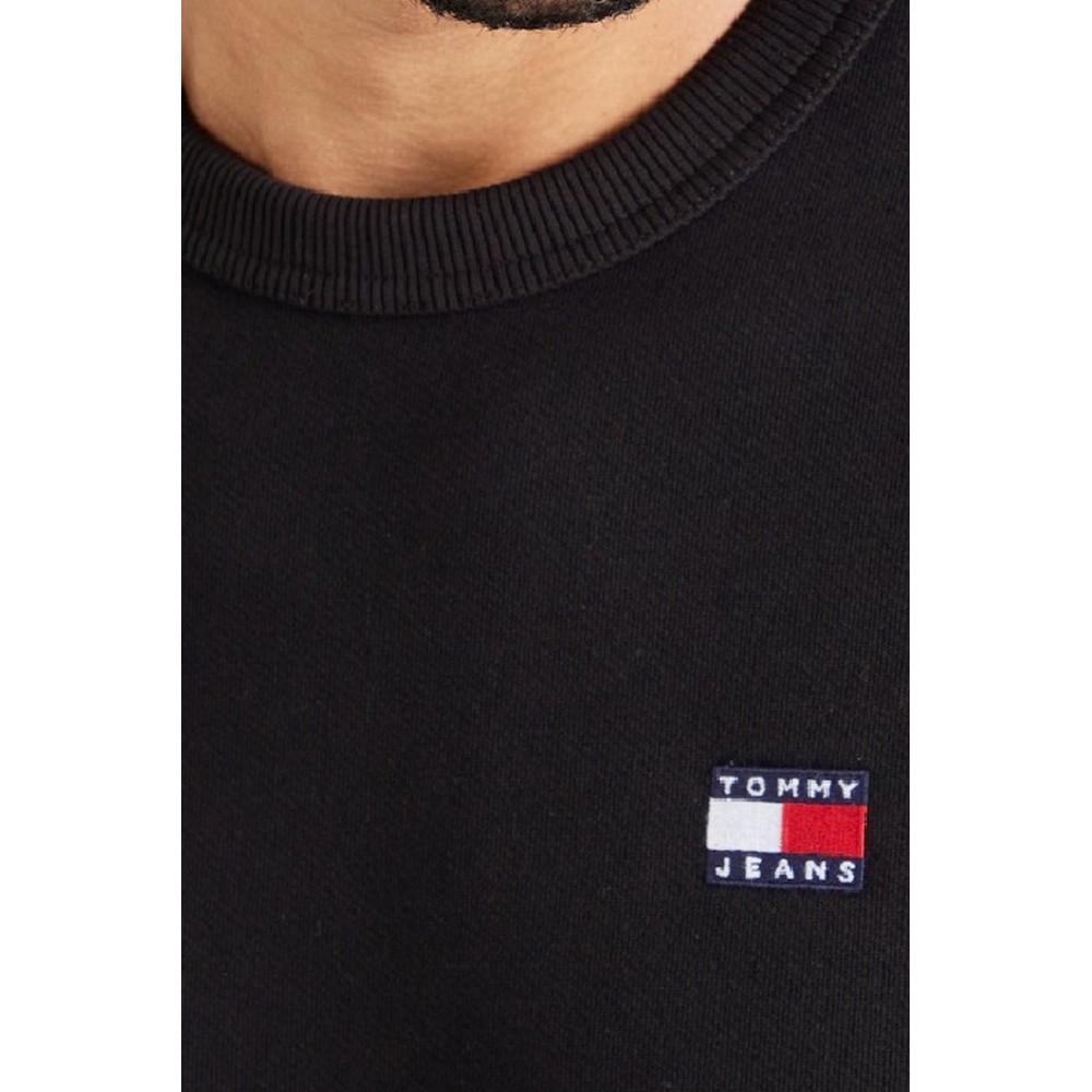 TOMMY JEANS REG BADGE CREW EXT  ΜΠΛΟΥΖΑ ΦΟΥΤΕΡ ΑΝΔΡΙΚΟ BLACK