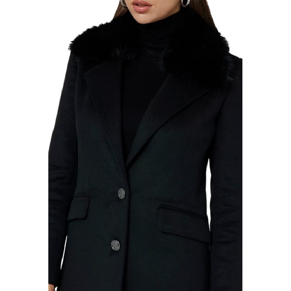 GUESS NANCY FIT COAT FAUX ΠΑΛΤΟ ΓΥΝΑΙΚΕΙΟ BLACK