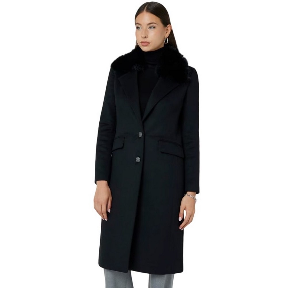 GUESS NANCY FIT COAT FAUX ΠΑΛΤΟ ΓΥΝΑΙΚΕΙΟ BLACK