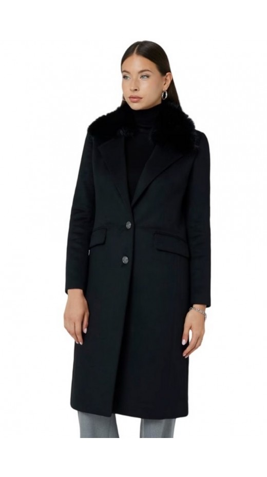 GUESS NANCY FIT COAT FAUX ΠΑΛΤΟ ΓΥΝΑΙΚΕΙΟ BLACK