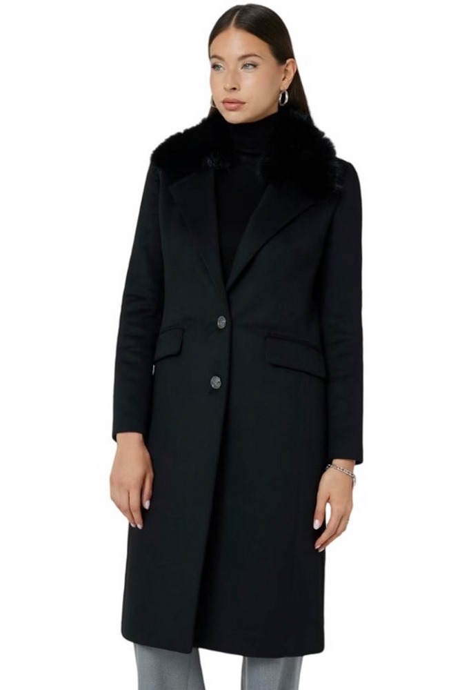 GUESS NANCY FIT COAT FAUX ΠΑΛΤΟ ΓΥΝΑΙΚΕΙΟ BLACK