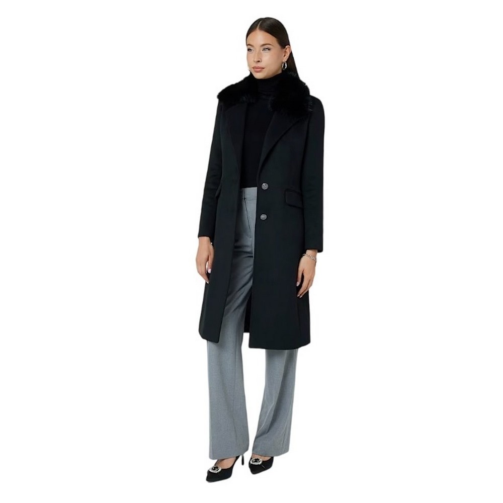 GUESS NANCY FIT COAT FAUX ΠΑΛΤΟ ΓΥΝΑΙΚΕΙΟ BLACK