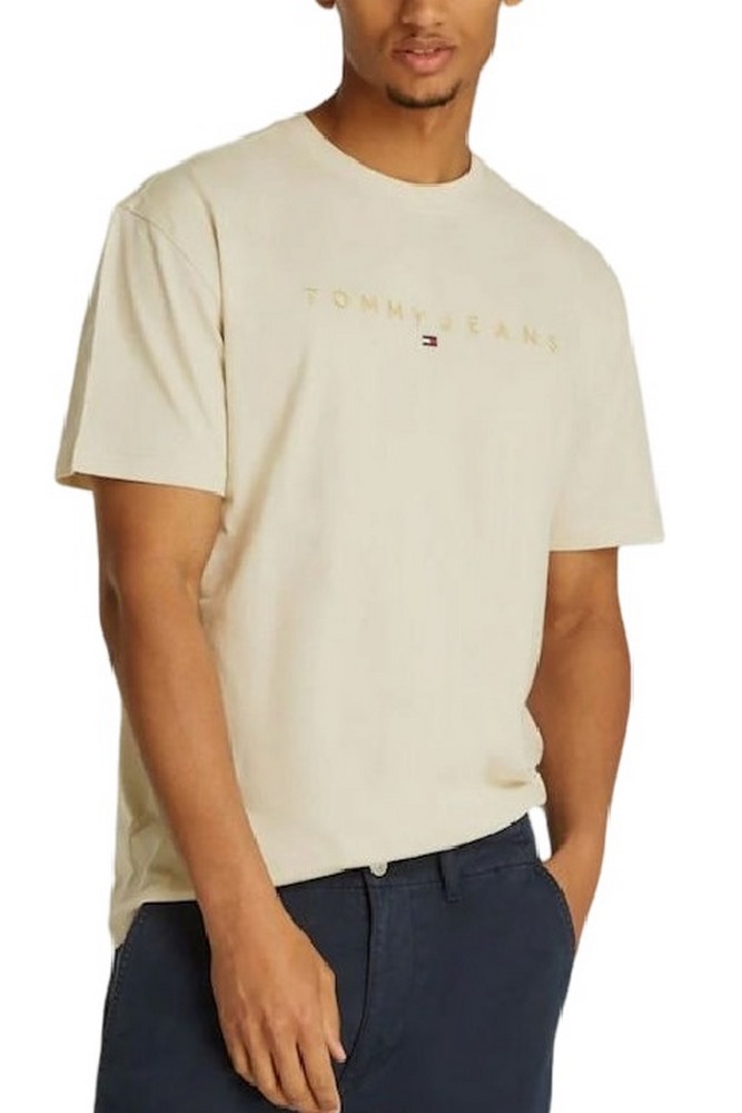 TOMMY JEANS REG GOLD LINEAR LOGO TEE T-SHIRT ΜΠΛΟΥΖΑ ΑΝΔΡΙΚΗ OFF WHITE