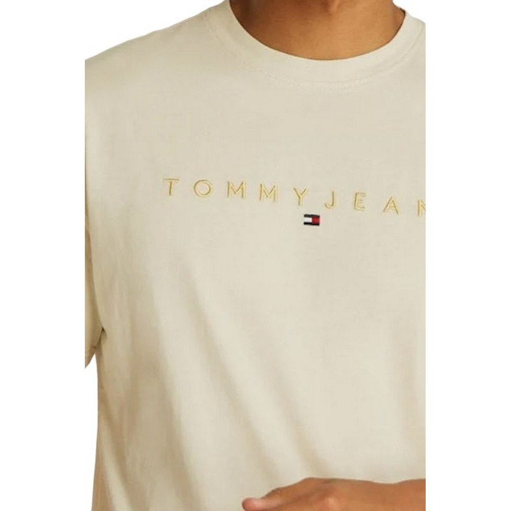 TOMMY JEANS REG GOLD LINEAR LOGO TEE T-SHIRT ΜΠΛΟΥΖΑ ΑΝΔΡΙΚΗ OFF WHITE