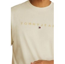 TOMMY JEANS REG GOLD LINEAR LOGO TEE T-SHIRT ΜΠΛΟΥΖΑ ΑΝΔΡΙΚΗ OFF WHITE