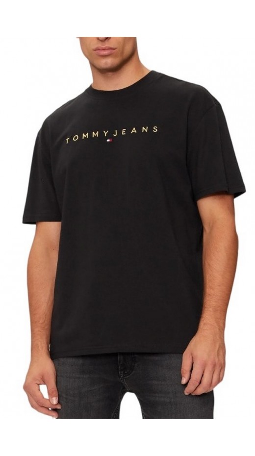 TOMMY JEANS REG GOLD LINEAR LOGO TEE T-SHIRT ΜΠΛΟΥΖΑ ΑΝΔΡΙΚΗ BLACK