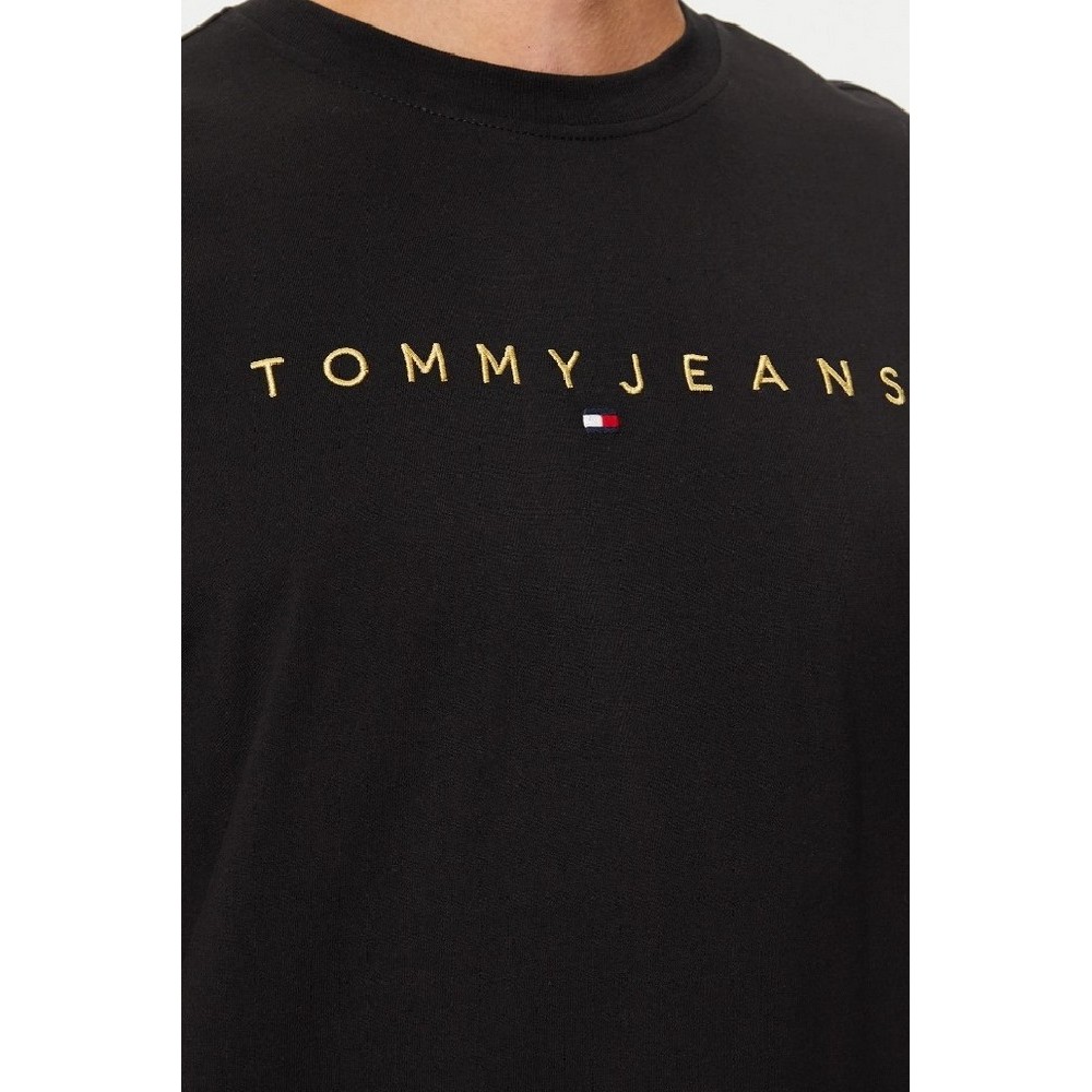 TOMMY JEANS REG GOLD LINEAR LOGO TEE T-SHIRT ΜΠΛΟΥΖΑ ΑΝΔΡΙΚΗ BLACK