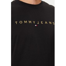 TOMMY JEANS REG GOLD LINEAR LOGO TEE T-SHIRT ΜΠΛΟΥΖΑ ΑΝΔΡΙΚΗ BLACK