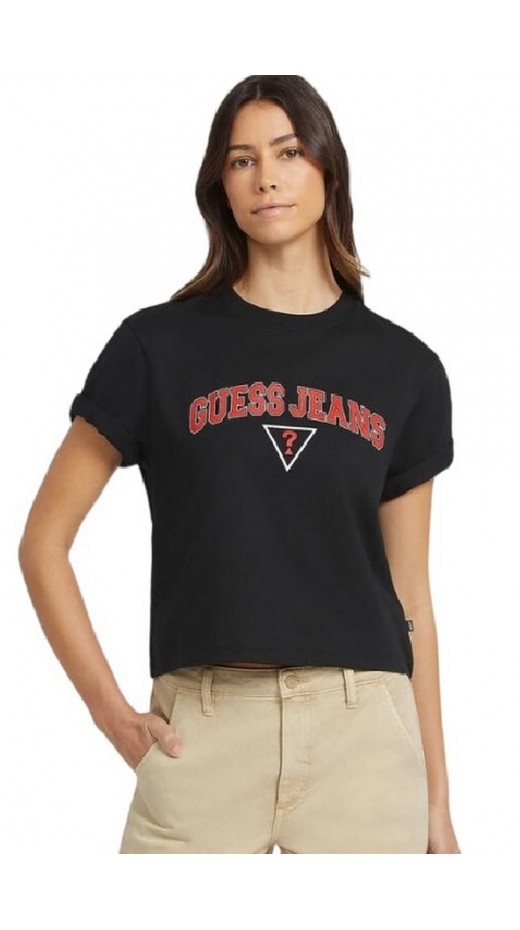 GUESS JEANS BOXY GUESS JEANS TEE T-SHIRT ΜΠΛΟΥΖΑ ΓΥΝΑΙΚΕΙΑ BLACK