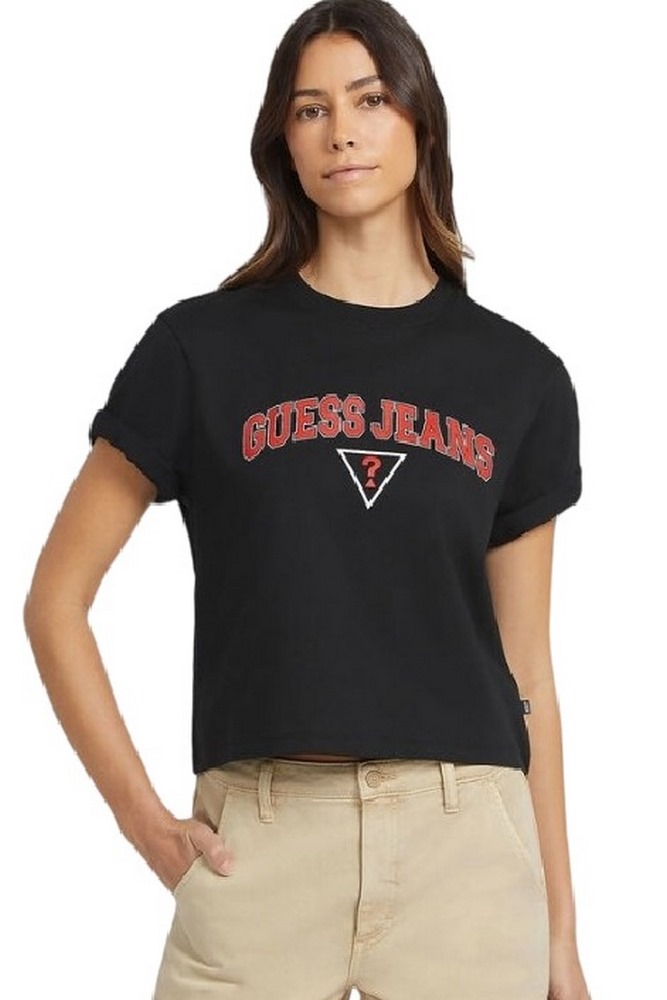 GUESS JEANS BOXY GUESS JEANS TEE T-SHIRT ΜΠΛΟΥΖΑ ΓΥΝΑΙΚΕΙΑ BLACK