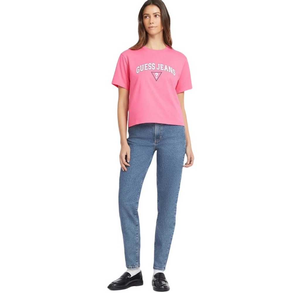 GUESS JEANS BOXY GUESS JEANS TEE T-SHIRT ΜΠΛΟΥΖΑ ΓΥΝΑΙΚΕΙΑ FUCSIA