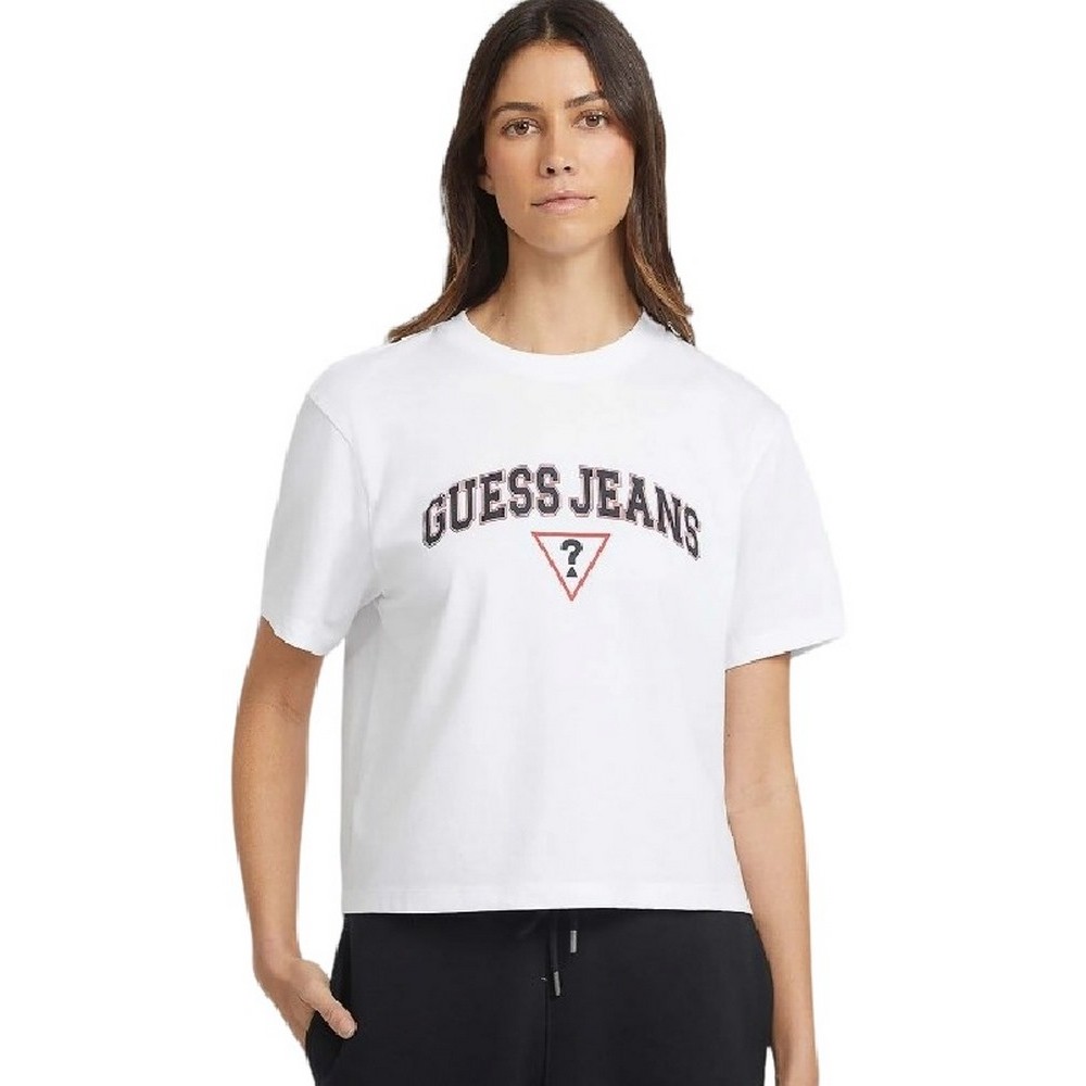 GUESS JEANS BOXY GUESS JEANS TEE T-SHIRT ΜΠΛΟΥΖΑ ΓΥΝΑΙΚΕΙΑ WHITE