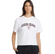 GUESS JEANS BOXY GUESS JEANS TEE T-SHIRT ΜΠΛΟΥΖΑ ΓΥΝΑΙΚΕΙΑ WHITE