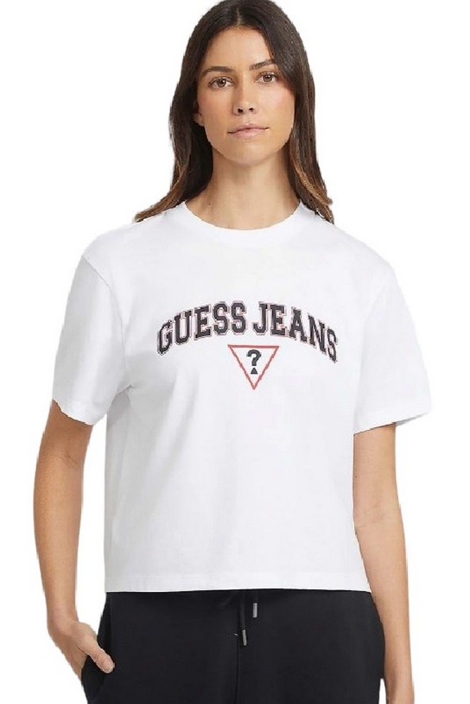 GUESS JEANS BOXY GUESS JEANS TEE T-SHIRT ΜΠΛΟΥΖΑ ΓΥΝΑΙΚΕΙΑ WHITE