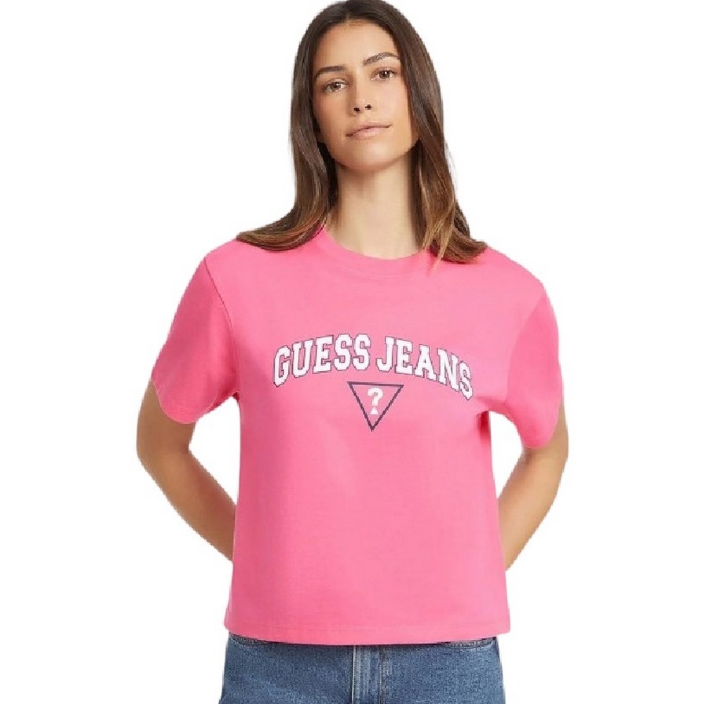 GUESS JEANS BOXY GUESS JEANS TEE T-SHIRT ΜΠΛΟΥΖΑ ΓΥΝΑΙΚΕΙΑ FUCSIA