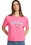 GUESS JEANS BOXY GUESS JEANS TEE T-SHIRT ΜΠΛΟΥΖΑ ΓΥΝΑΙΚΕΙΑ FUCSIA