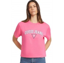 GUESS JEANS BOXY GUESS JEANS TEE T-SHIRT ΜΠΛΟΥΖΑ ΓΥΝΑΙΚΕΙΑ FUCSIA