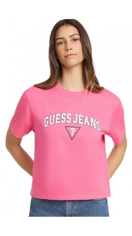 GUESS JEANS BOXY GUESS JEANS TEE T-SHIRT ΜΠΛΟΥΖΑ ΓΥΝΑΙΚΕΙΑ FUCSIA