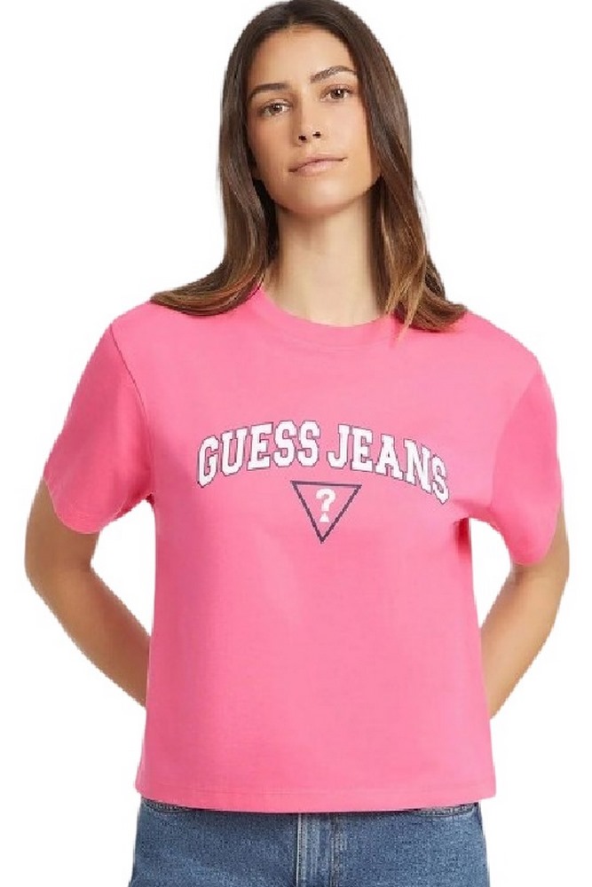 GUESS JEANS BOXY GUESS JEANS TEE T-SHIRT ΜΠΛΟΥΖΑ ΓΥΝΑΙΚΕΙΑ FUCSIA