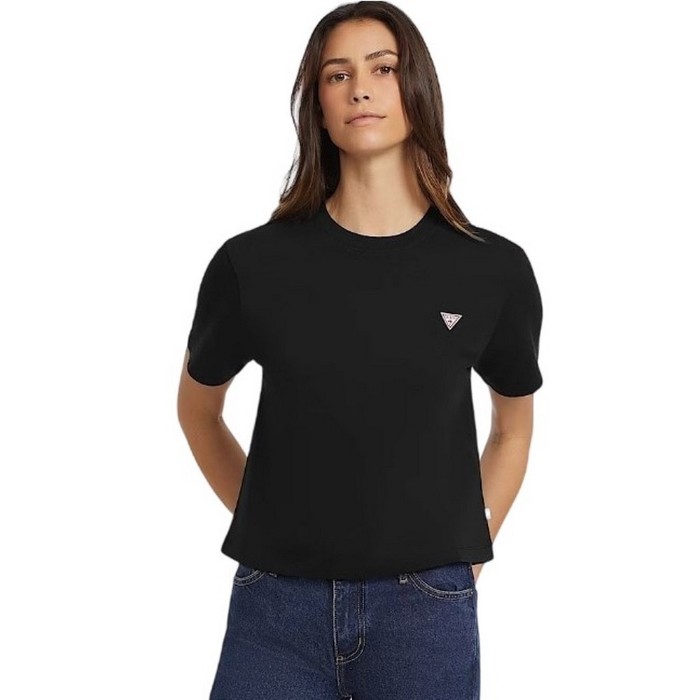 GUESS JEANS CN BOXY MINI T-SHIRT ΜΠΛΟΥΖΑ ΓΥΝΑΙΚΕΙΑ BLACK