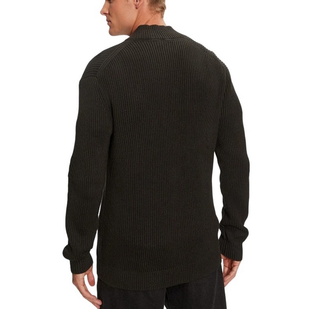 CALVIN KLEIN JEANS WOVEN LABEL ZIP THROUGH SWEATER ΠΛΕΚΤΗ ΖΑΚΕΤΑ ΑΝΔΡΙΚΗ BLACK