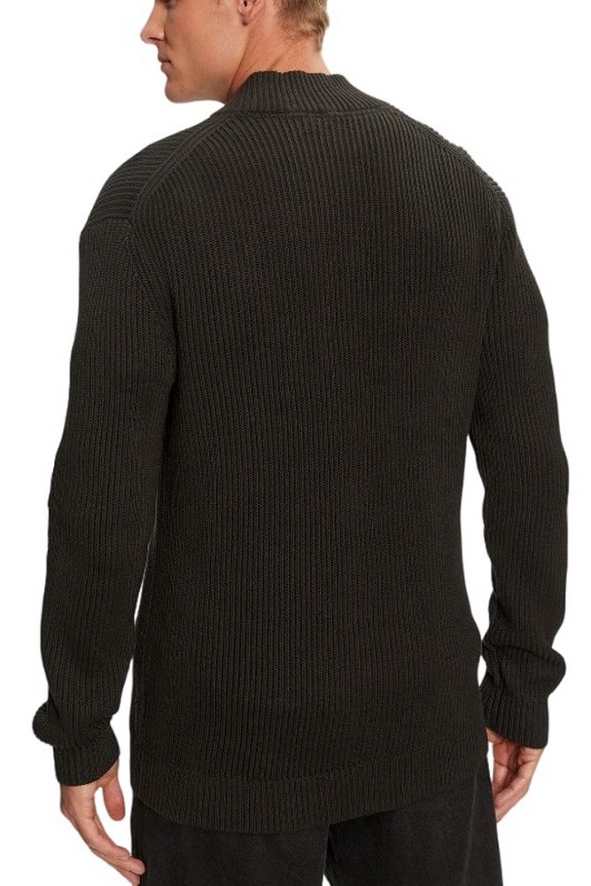 CALVIN KLEIN JEANS WOVEN LABEL ZIP THROUGH SWEATER ΠΛΕΚΤΗ ΖΑΚΕΤΑ ΑΝΔΡΙΚΗ BLACK