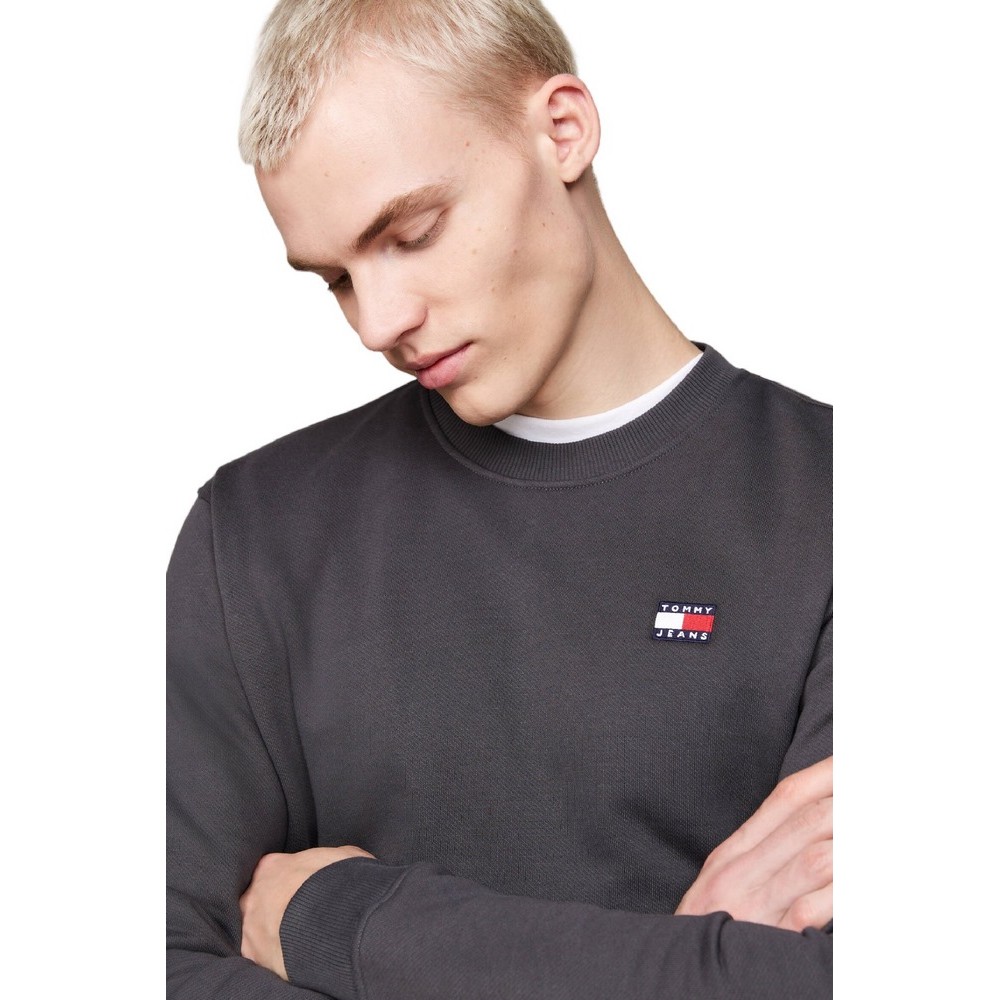 TOMMY JEANS  REG BADGE CREW EXT ΜΠΛΟΥΖΑ ΦΟΥΤΕΡ ΑΝΔΡΙΚΗ CHARCOAL