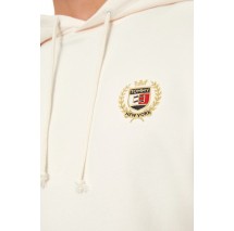 TOMMY JEANS REG FLAG CREST HOOD ΜΠΛΟΥΖΑ ΦΟΥΤΕΡ ΑΝΔΡΙΚΗ OFF WHITE