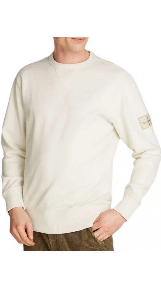 CALVIN KLEIN JEANS BADGE CREW NECK ΜΠΛΟΥΖΑ ΦΟΥΤΕΡ ΑΝΔΡΙΚΗ IVORY