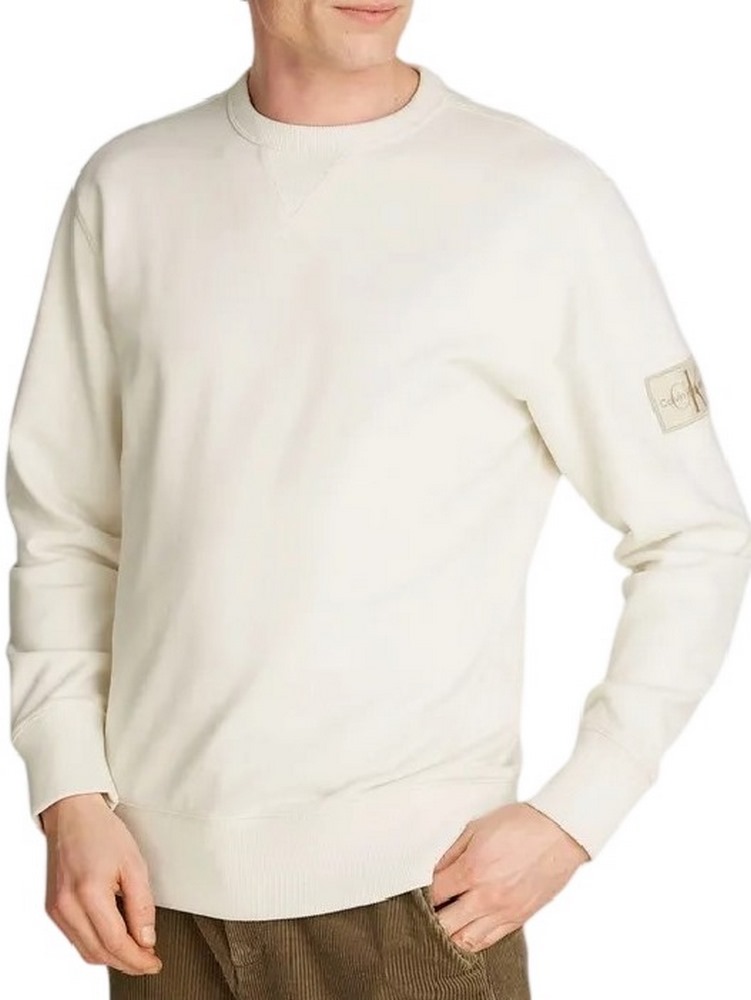 CALVIN KLEIN JEANS BADGE CREW NECK ΜΠΛΟΥΖΑ ΦΟΥΤΕΡ ΑΝΔΡΙΚΗ IVORY