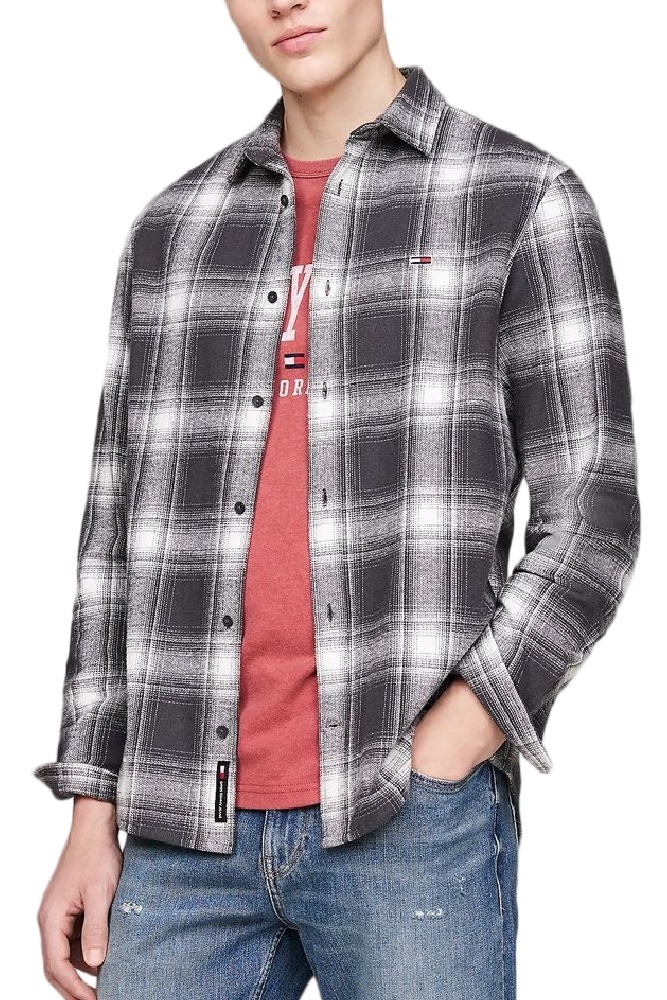 TOMMY HILFIGER REG CHECK FLANNEL SHIRT EXT ΠΟΥΚΑΜΙΣΟ ΑΝΔΡΙΚΟ BLACK