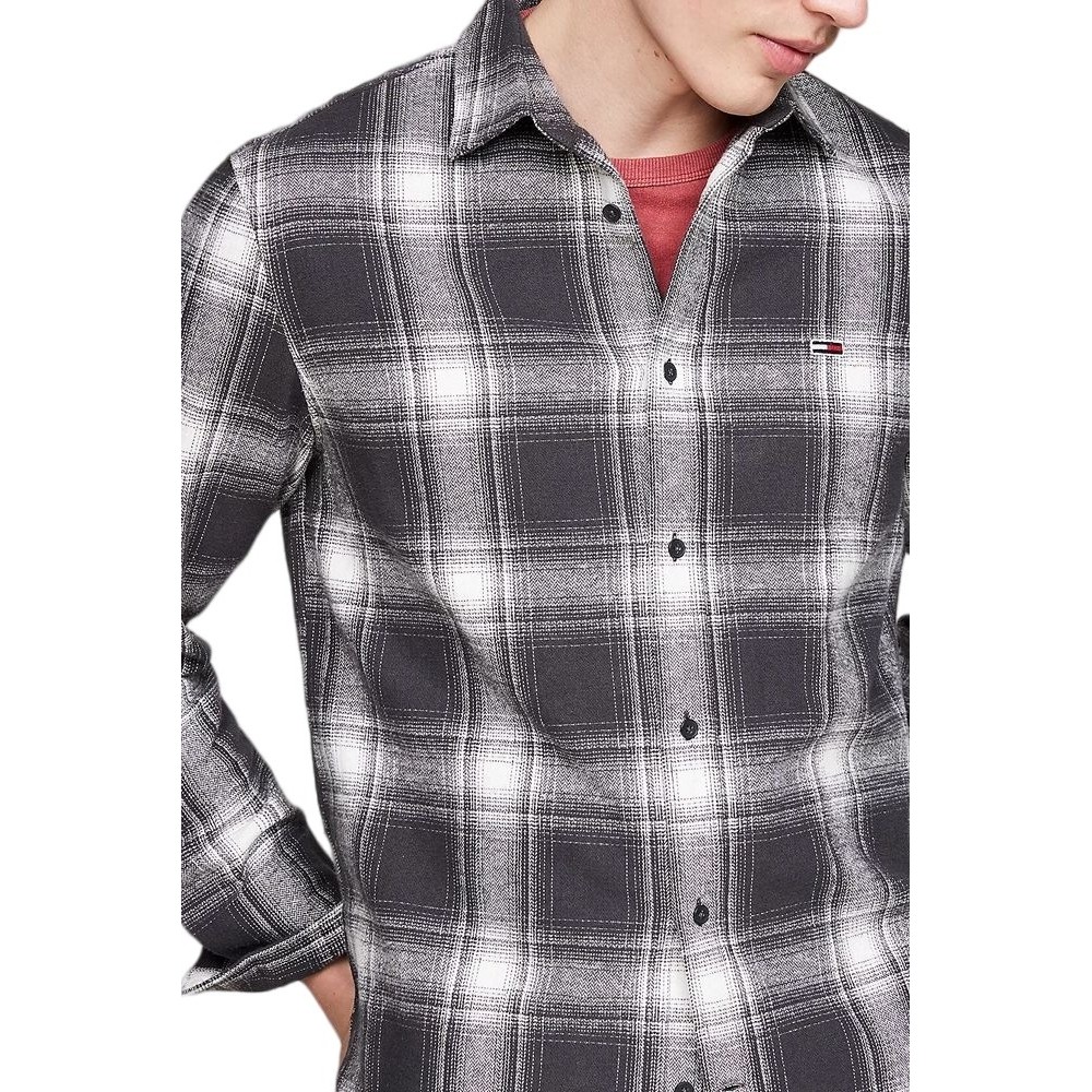 TOMMY HILFIGER REG CHECK FLANNEL SHIRT EXT ΠΟΥΚΑΜΙΣΟ ΑΝΔΡΙΚΟ BLACK