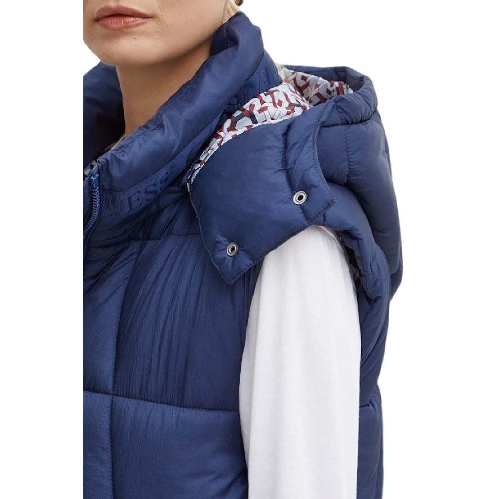 GUESS ELEONORA LONG PUFFER VEST ΓΙΛΕΚΟ ΜΠΟΥΦΑΝ ΓΥΝΑΙΚΕΙΟ NAVY