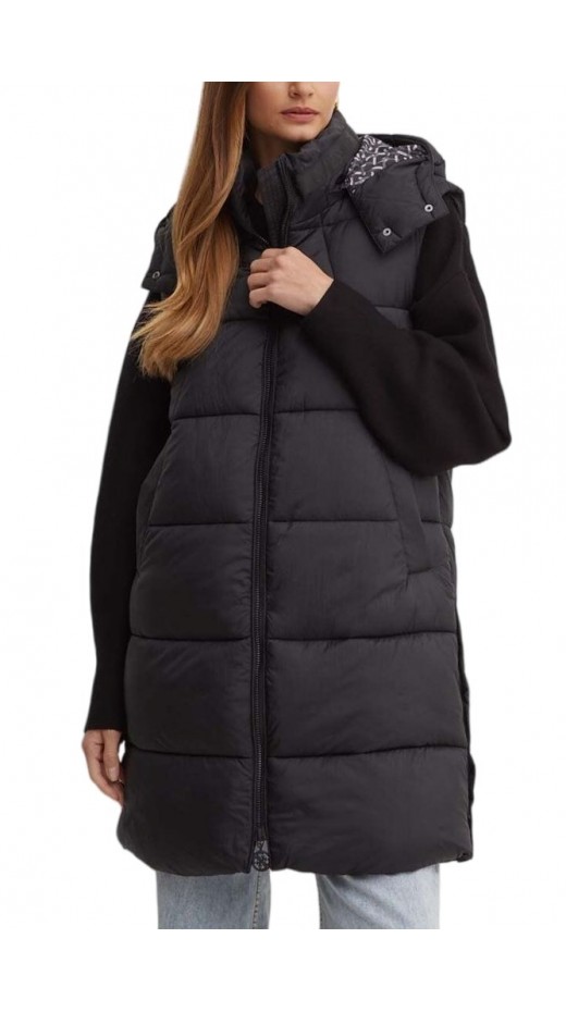 GUESS ELEONORA LONG PUFFER VEST ΓΙΛΕΚΟ ΜΠΟΥΦΑΝ ΓΥΝΑΙΚΕΙΟ BLACK